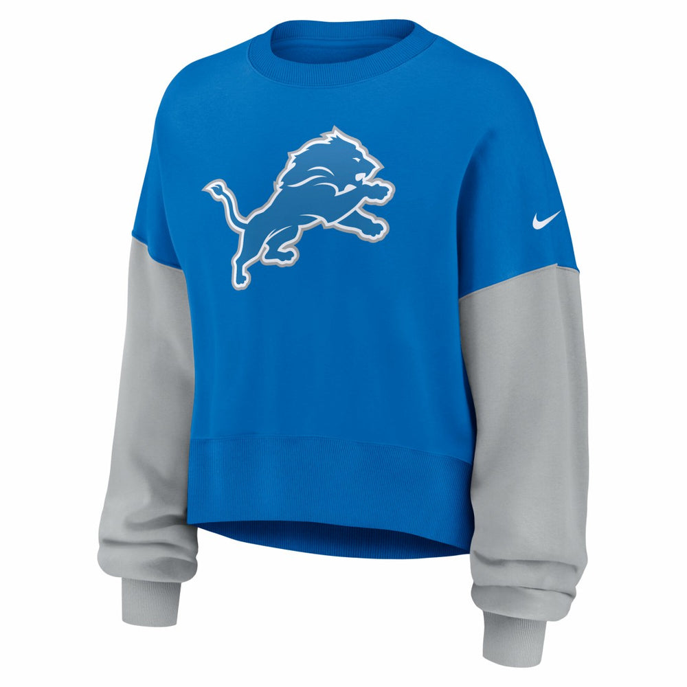 Detroit Lions Women's Oversized Color-Block Pullover Sweatshirt - Blue | Nike cheap