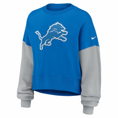 Detroit Lions Women's Oversized Color-Block Pullover Sweatshirt - Blue | Nike cheap