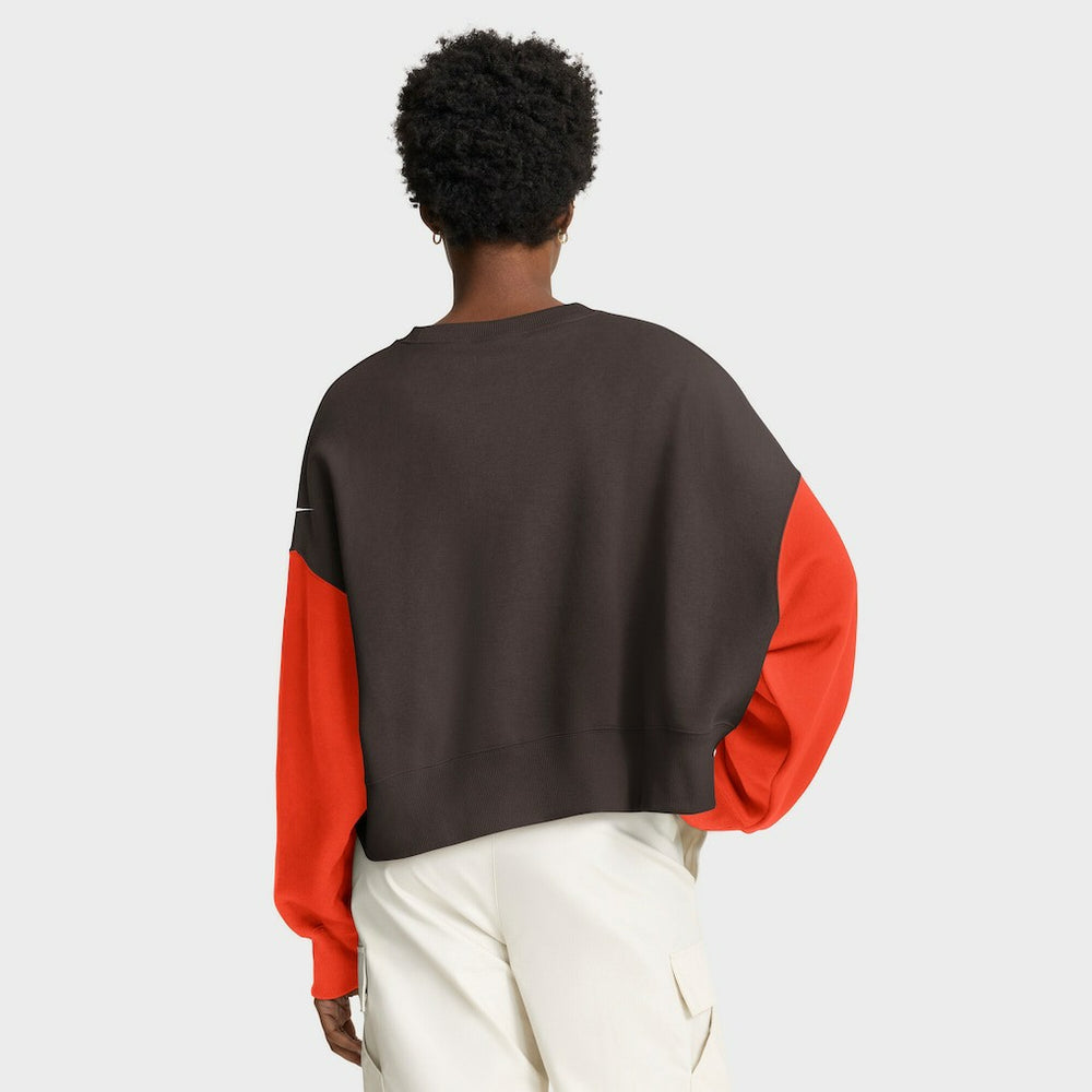Cleveland Browns Women's Oversized Color-Block Pullover Sweatshirt - Brown | Nike online