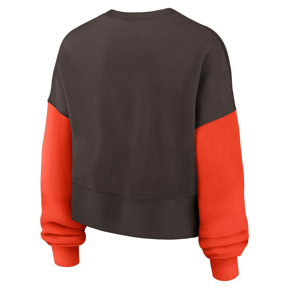 Cleveland Browns Women's Oversized Color-Block Pullover Sweatshirt - Brown | Nike online