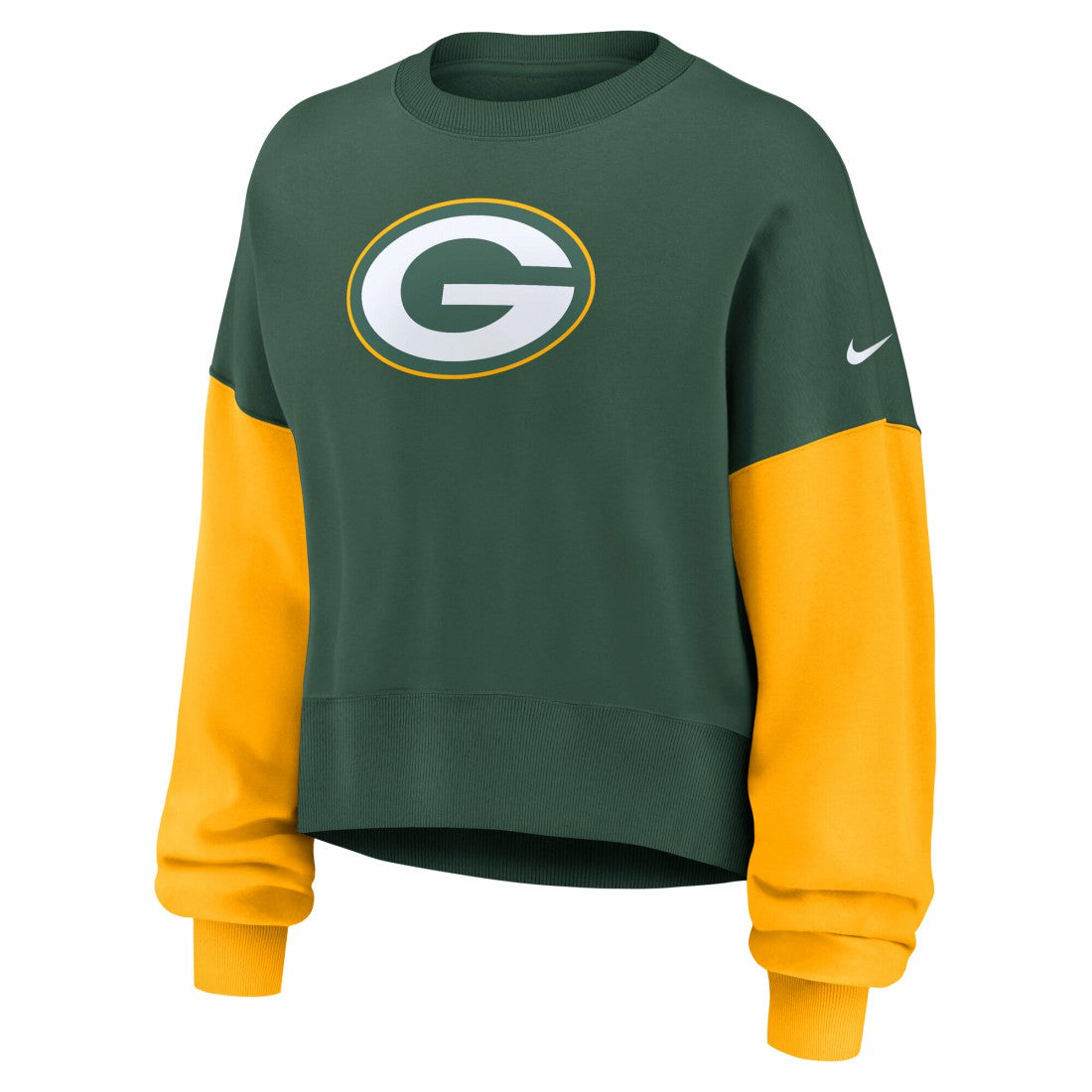 Green Bay Packers Women's Oversized Color-Block Pullover Sweatshirt - Green | Nike on sale