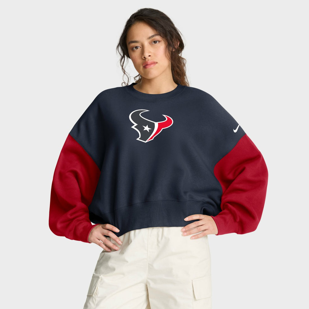 Houston Texans Women's Oversized Color-Block Pullover Sweatshirt - Navy | Nike online