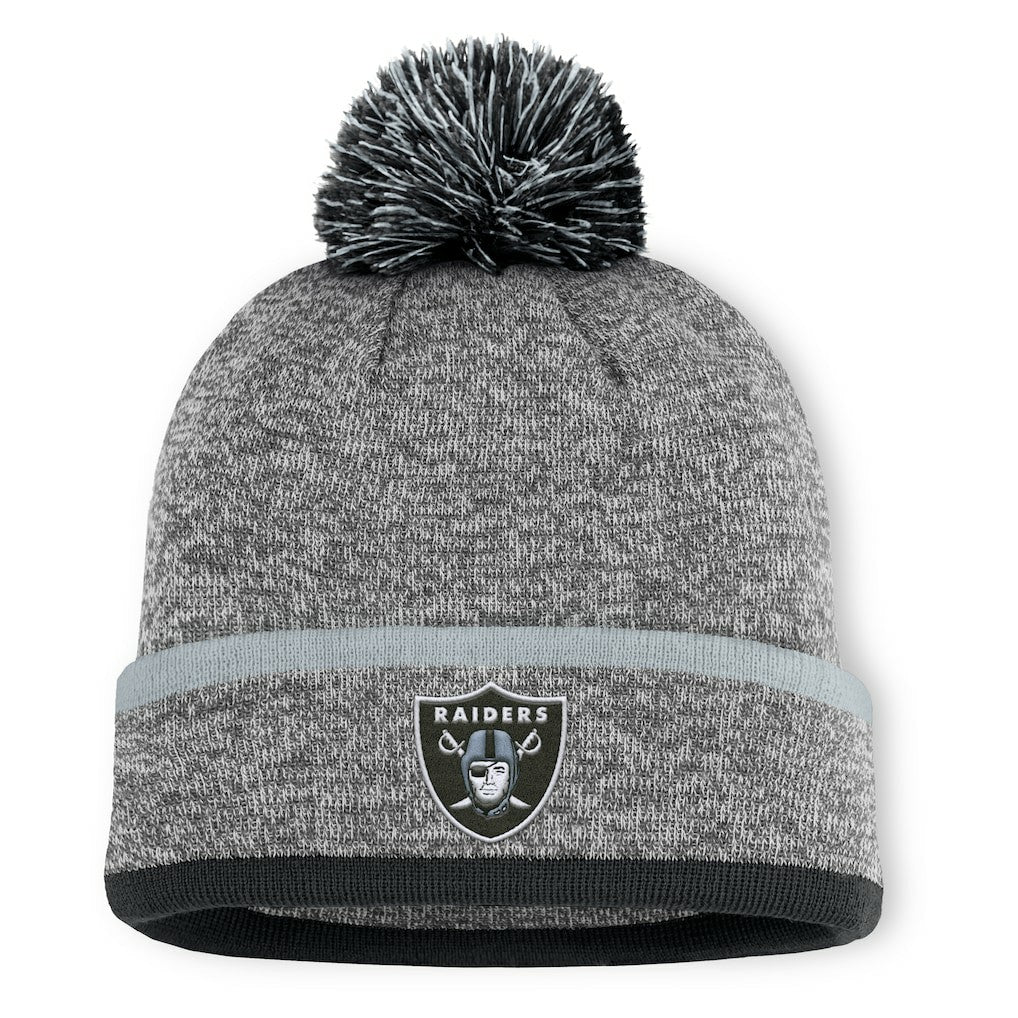Las Vegas Raiders Motion Cuffed Knit Hat with Pom - Heather Gray for sale