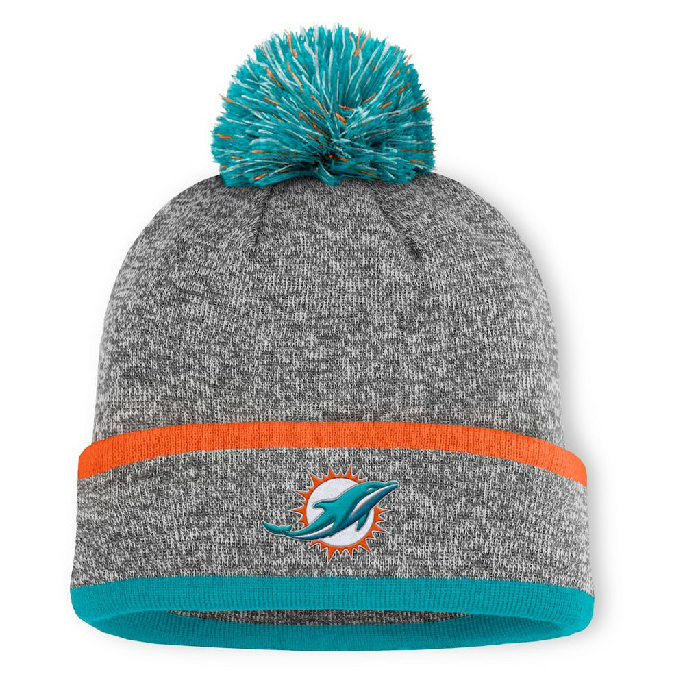Miami Dolphins Motion Cuffed Knit Hat with Pom - Heather Gray discount