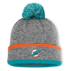 Miami Dolphins Motion Cuffed Knit Hat with Pom - Heather Gray discount
