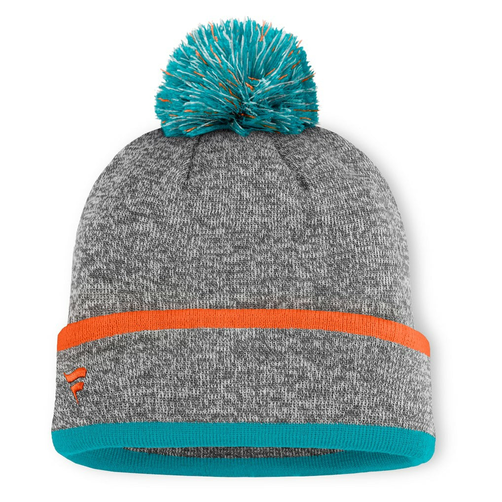 Miami Dolphins Motion Cuffed Knit Hat with Pom - Heather Gray discount