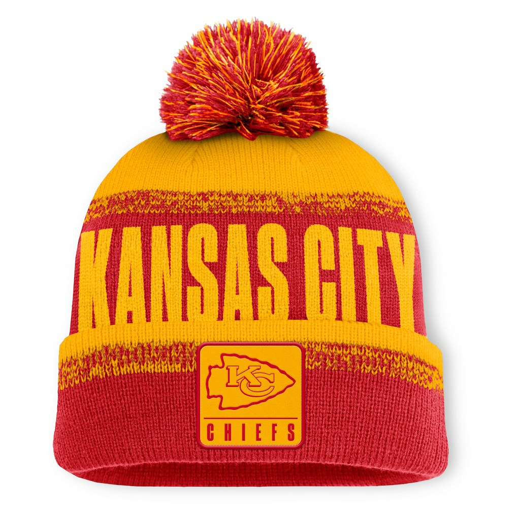 Kansas City Chiefs Play Action Cuffed Knit Hat with Pom - Red/Gold sale