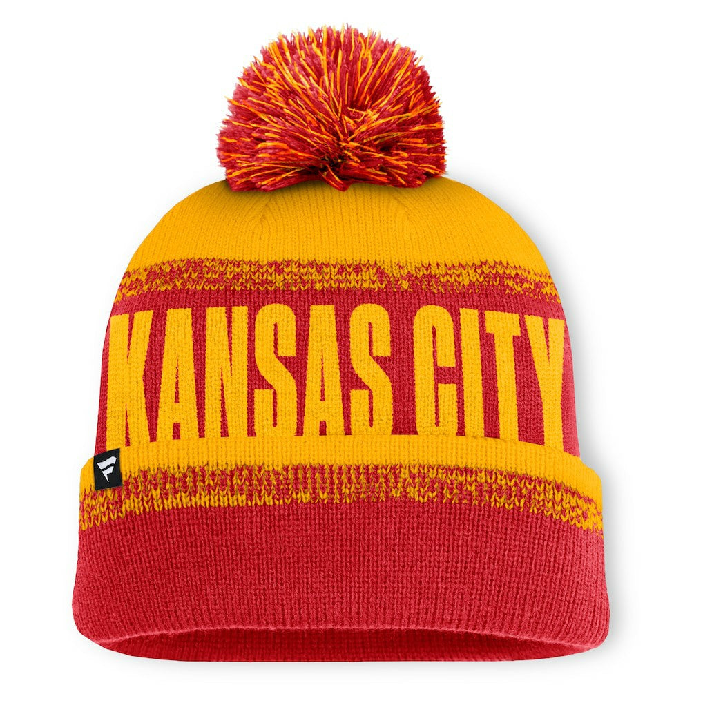 Kansas City Chiefs Play Action Cuffed Knit Hat with Pom - Red/Gold sale