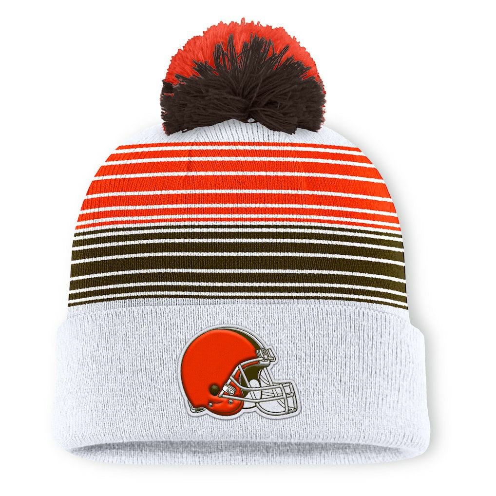 Cleveland Browns Ghost Cuffed Knit Hat with Pom - White on sale