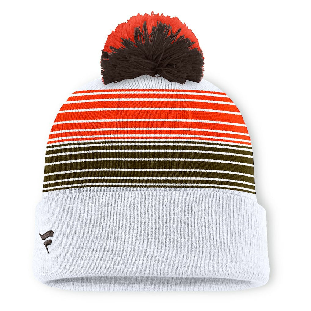 Cleveland Browns Ghost Cuffed Knit Hat with Pom - White on sale