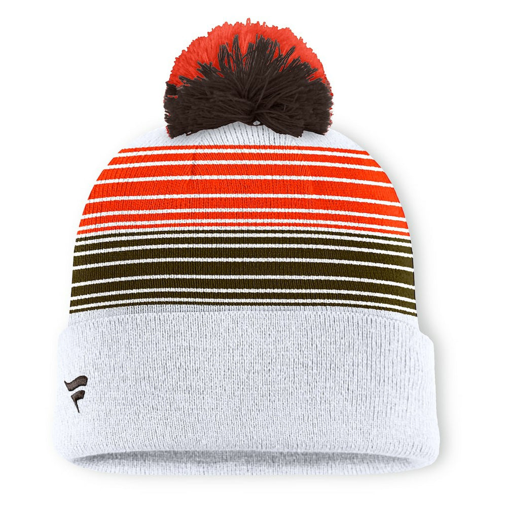 Cleveland Browns Ghost Cuffed Knit Hat with Pom - White on sale