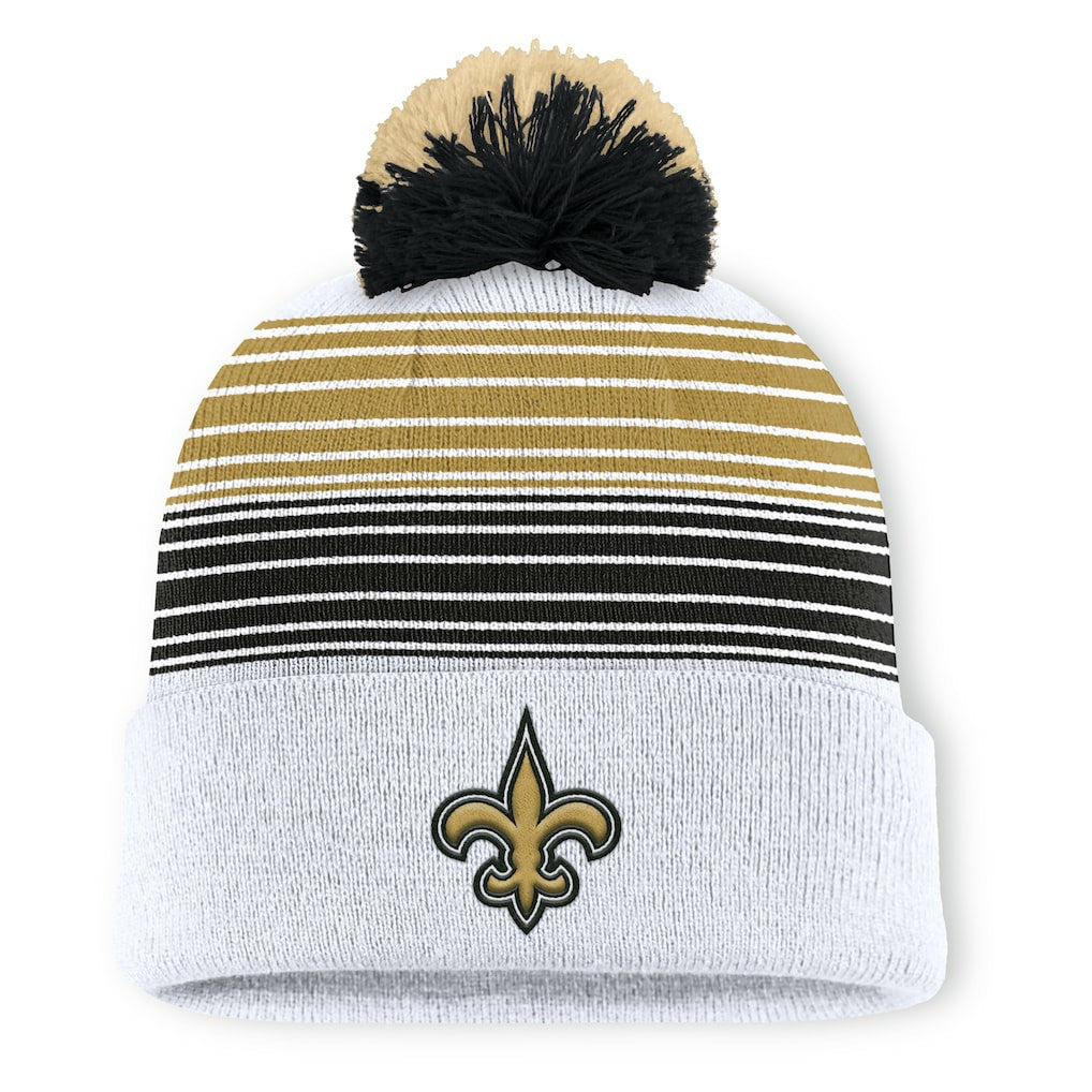 New Orleans Saints Ghost Cuffed Knit Hat with Pom - White for sale