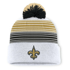 New Orleans Saints Ghost Cuffed Knit Hat with Pom - White for sale