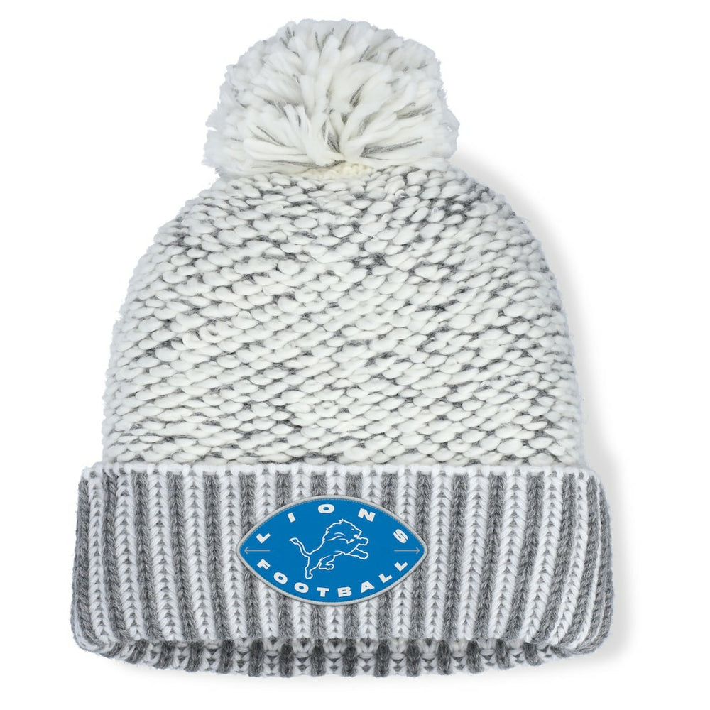 Detroit Lions Women's Pro Set Cuffed Knit Hat with Pom - Heather Gray outlet