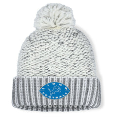 Detroit Lions Women's Pro Set Cuffed Knit Hat with Pom - Heather Gray outlet