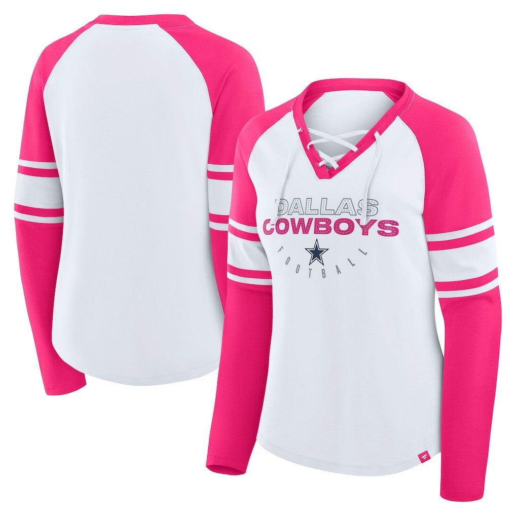 Dallas Cowboys Women's White/Pink NFL Womens Redzone Bling Lace Up LST cheap