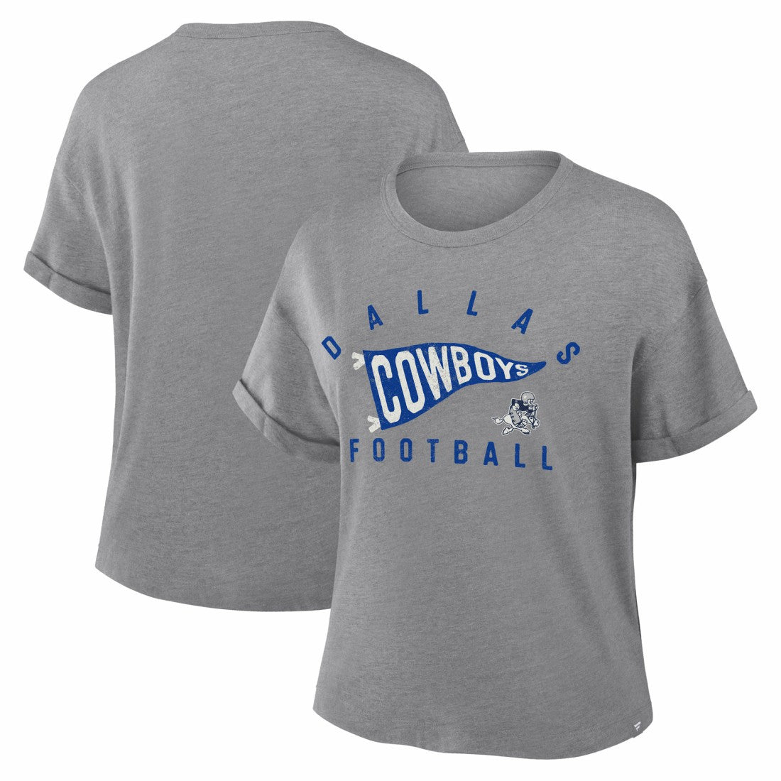 Dallas Cowboys Women's Pennant Wave Tribute Tri-Blend Boxy T-Shirt - Heather Gray outlet