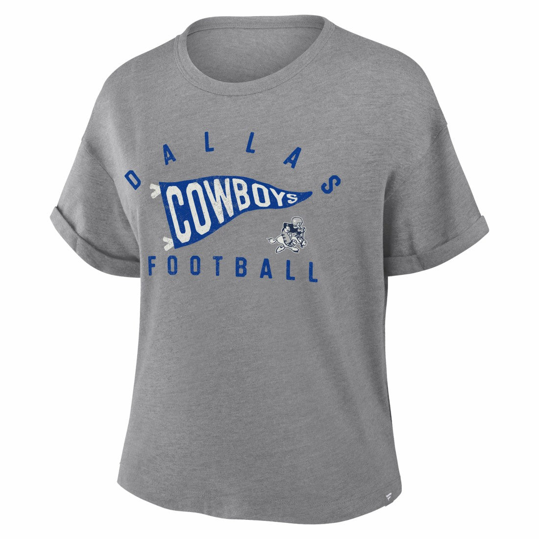 Dallas Cowboys Women's Pennant Wave Tribute Tri-Blend Boxy T-Shirt - Heather Gray outlet