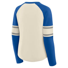 Dallas Cowboys Women's Hometown Gridiron Hero Raglan Lace-Up V-Neck Long Sleeve T-Shirt - Cream/Royal outlet