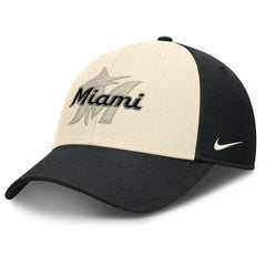 Miami Marlins Statement Club Performance Adjustable Hat - Black/Natural | Nike