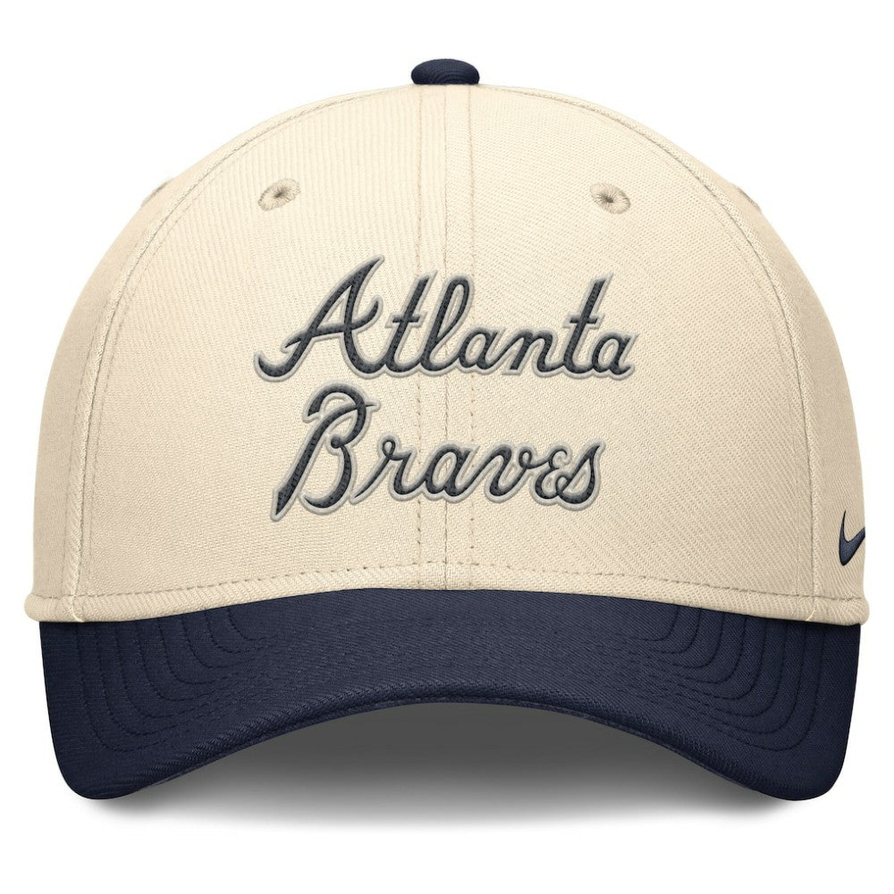 Atlanta Braves Statement Rise Performance Flex Hat - Natural/Navy | Nike