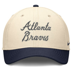 Atlanta Braves Statement Rise Performance Flex Hat - Natural/Navy | Nike