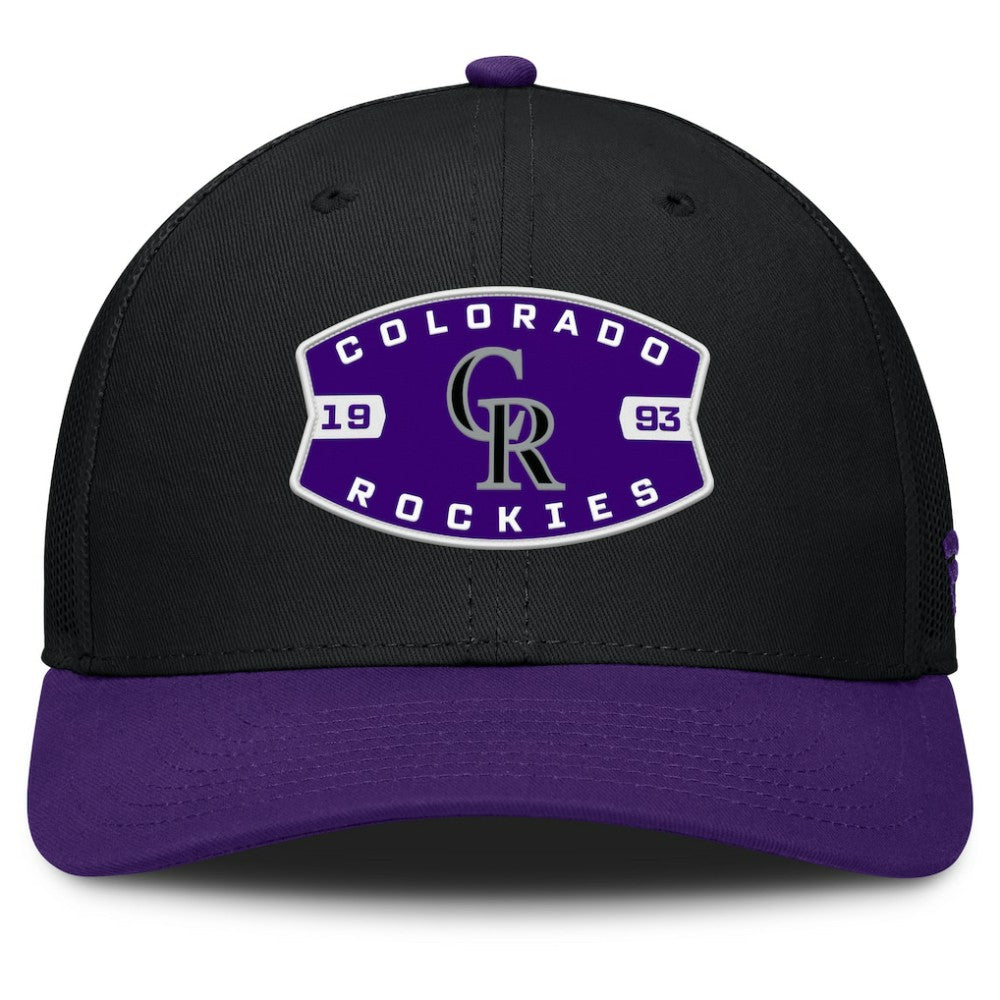 Colorado Rockies Cutoff Adjustable Trucker Hat - Black/Purple