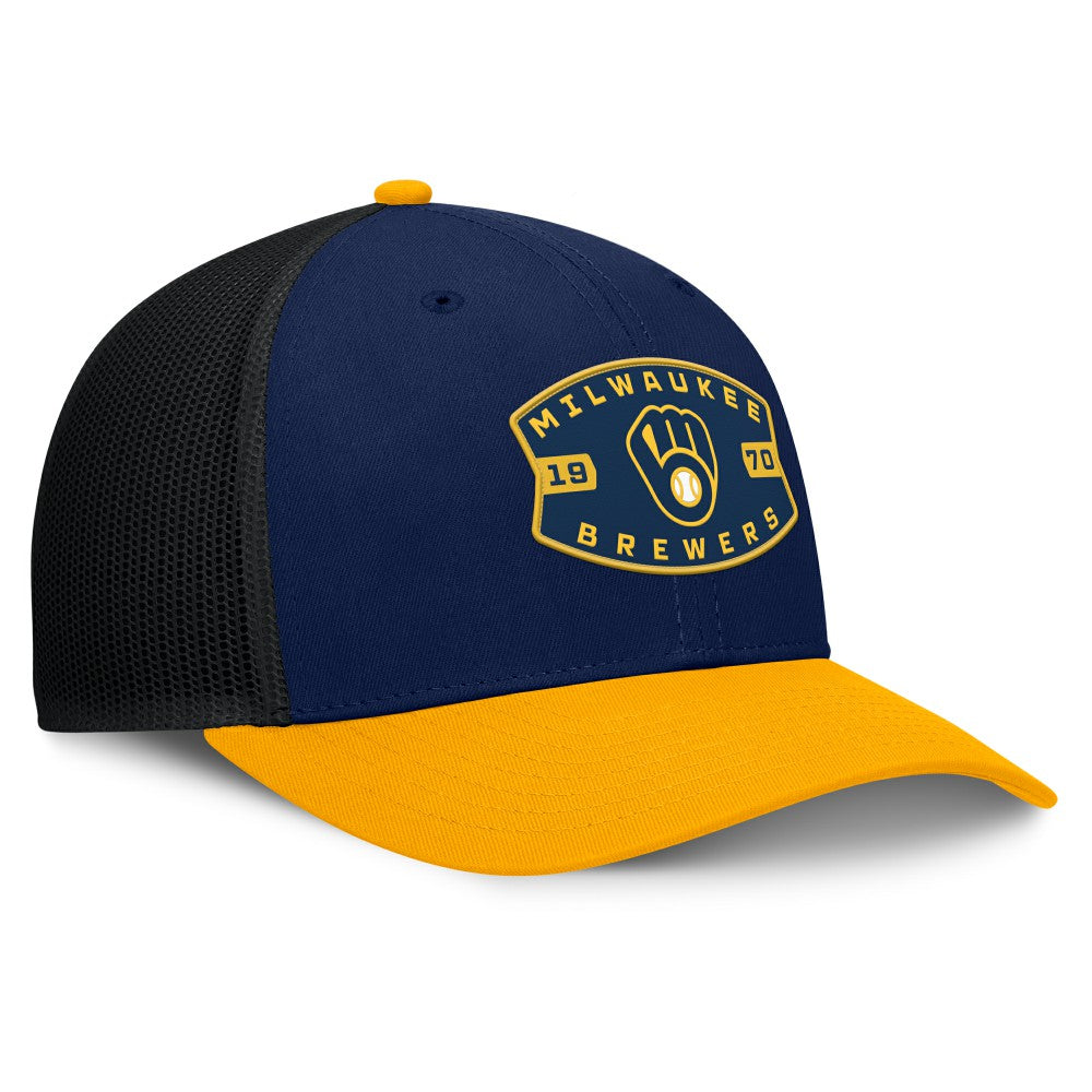 Milwaukee Brewers Cutoff Adjustable Trucker Hat - Navy/Gold