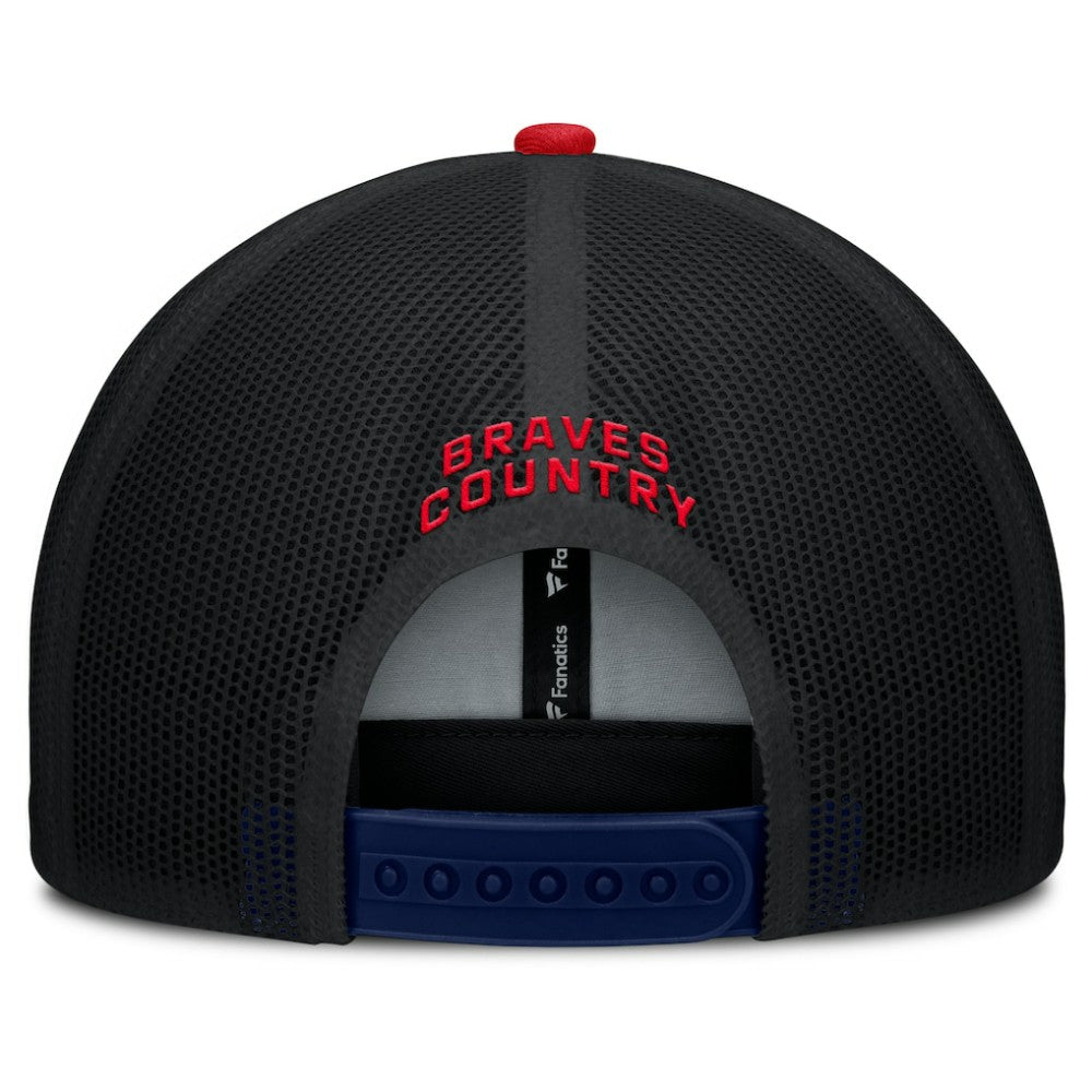 Atlanta Braves Cutoff Adjustable Trucker Hat - Navy/Red