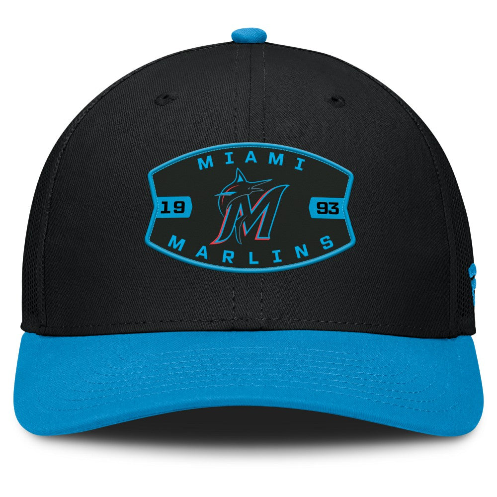 Miami Marlins Cutoff Adjustable Trucker Hat - Black/Blue