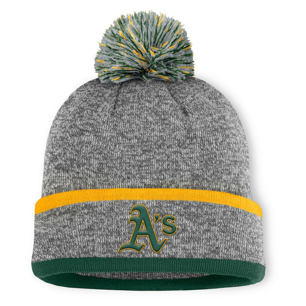 Athletics Backstop Cuffed Knit Hat with Pom - Heather Gray