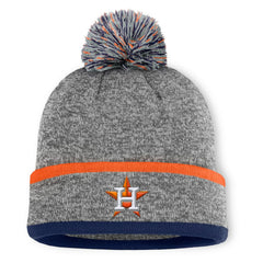 Houston Astros Backstop Cuffed Knit Hat with Pom - Heather Gray