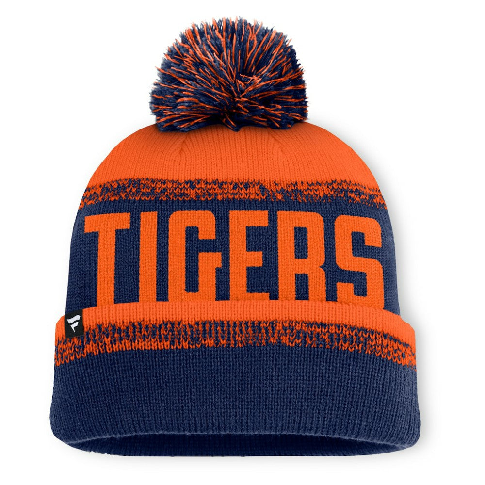 Detroit Tigers No-Doubter Cuffed Knit Hat with Pom - Navy/Orange