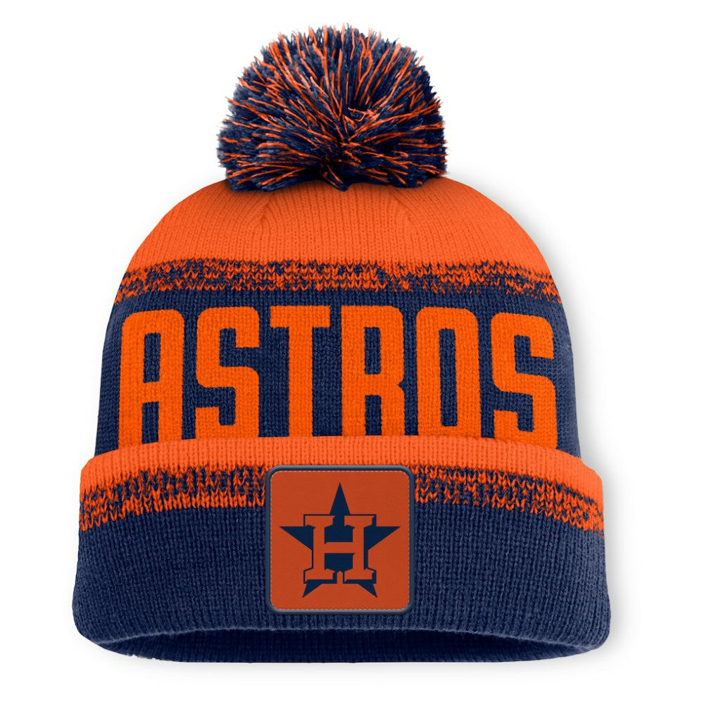 Houston Astros No-Doubter Cuffed Knit Hat with Pom - Navy/Orange