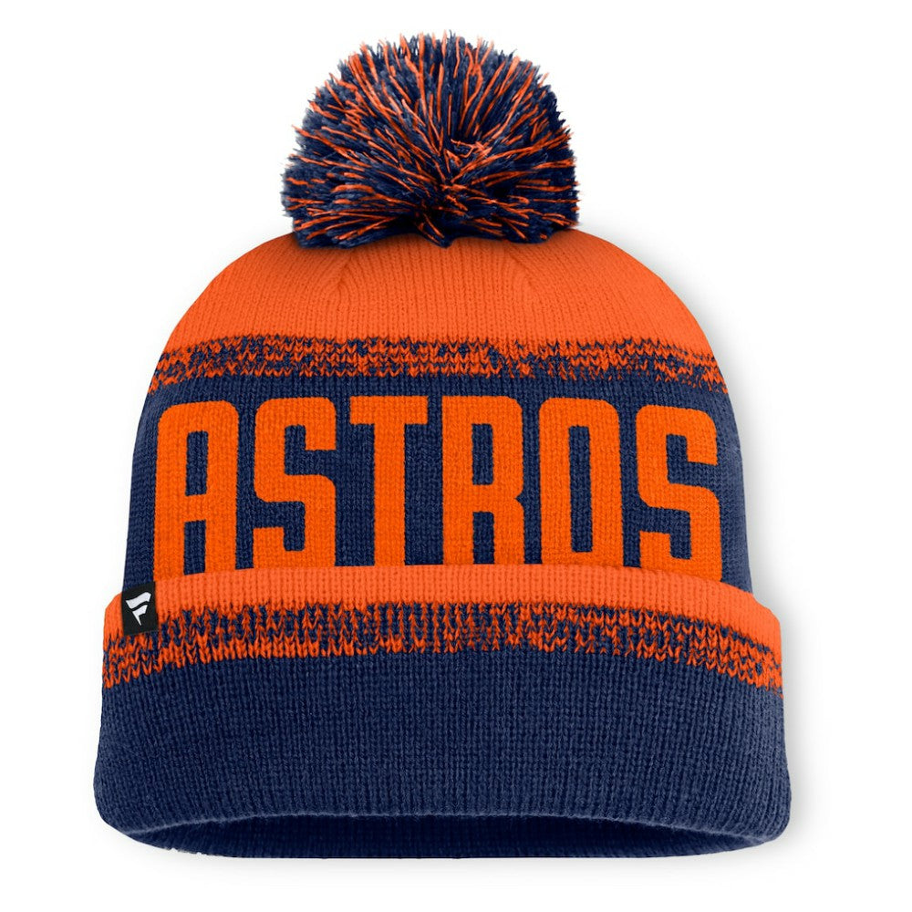 Houston Astros No-Doubter Cuffed Knit Hat with Pom - Navy/Orange