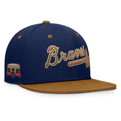 Atlanta Braves Splinter Fitted Hat - Navy/Tan