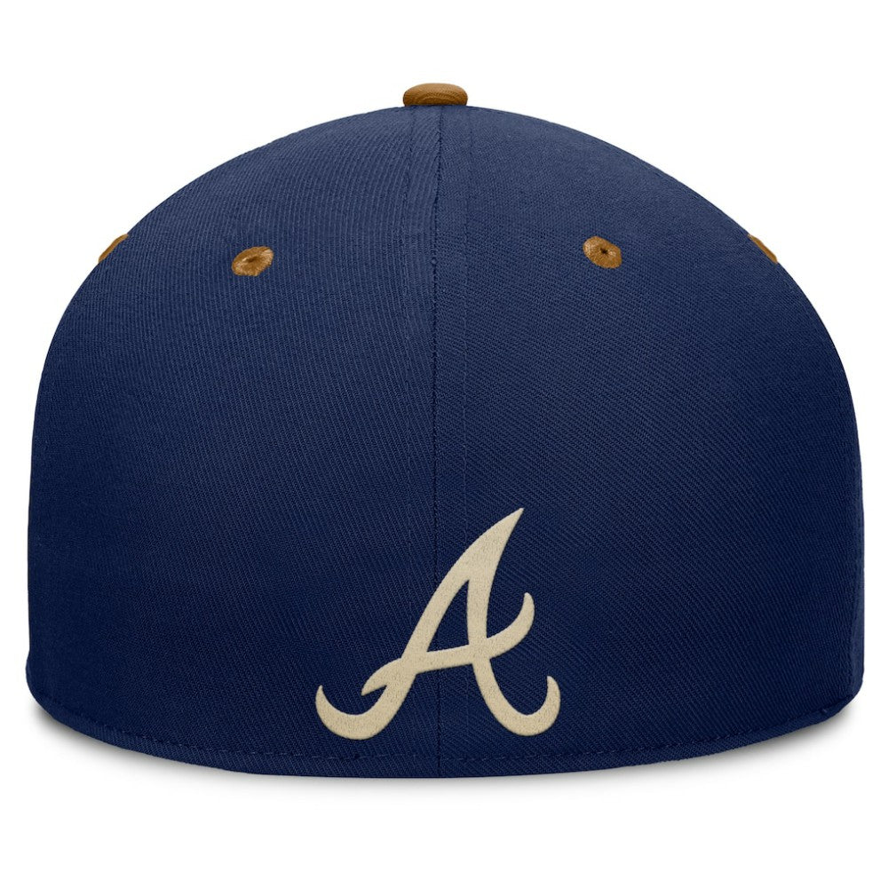 Atlanta Braves Splinter Fitted Hat - Navy/Tan