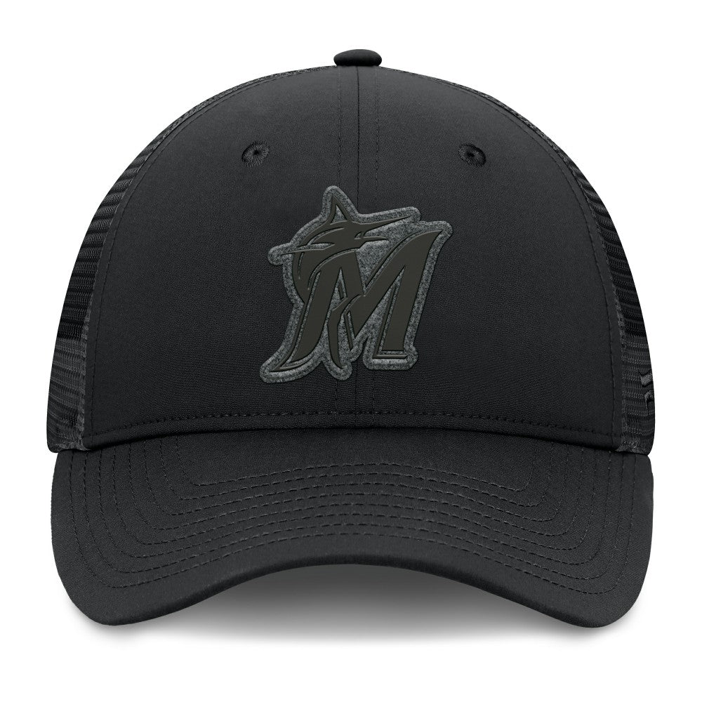 Miami Marlins Launch Adjustable Trucker Hat - Black