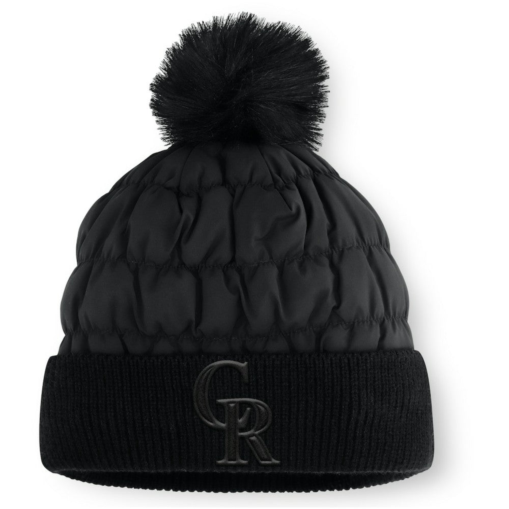Colorado Rockies Nightcap Cuffed Knit Hat with Pom - Black