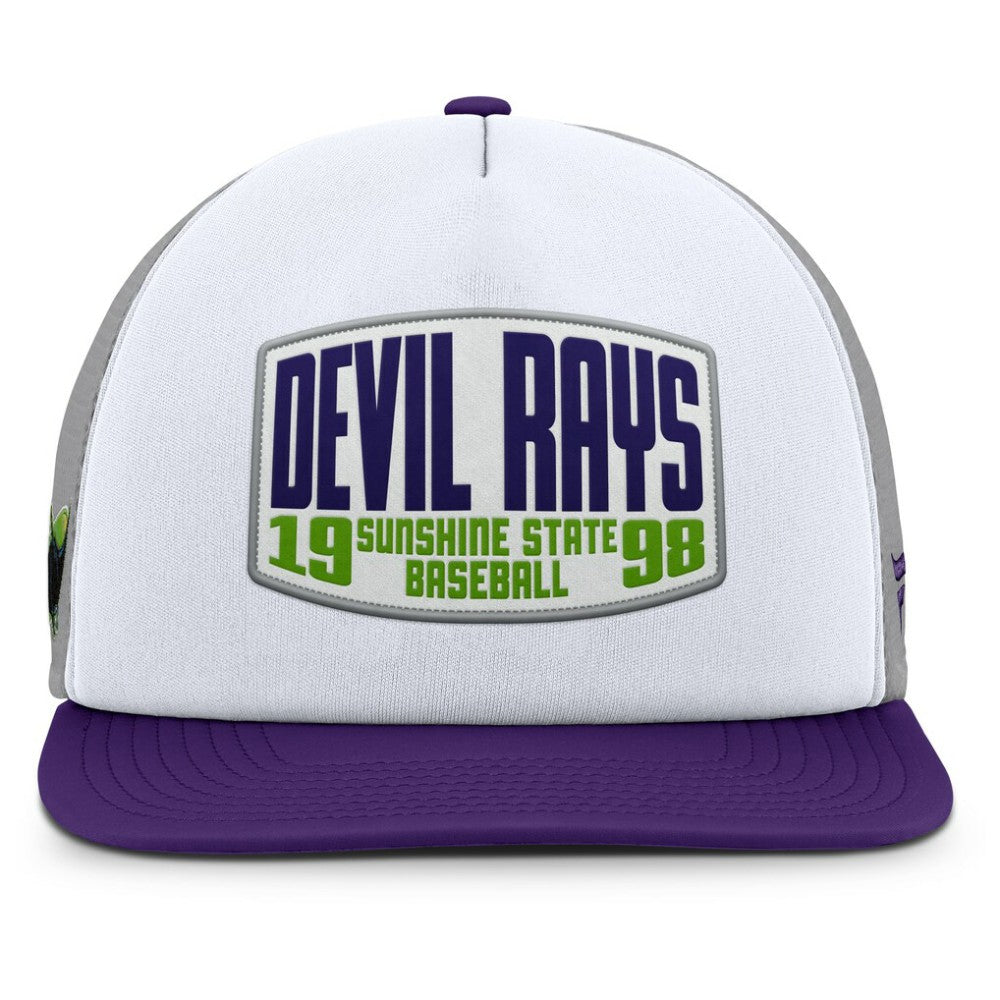 Tampa Bay Rays Cranked Foam Front Patch Trucker Adjustable Hat - Gray/White
