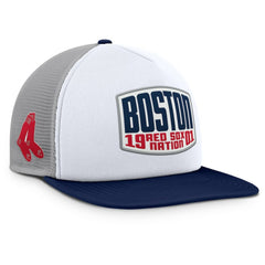 Boston Red Sox Cranked Foam Front Patch Trucker Adjustable Hat - Gray/White