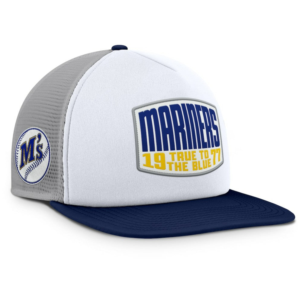 Seattle Mariners Cranked Foam Front Patch Trucker Adjustable Hat - Gray/White
