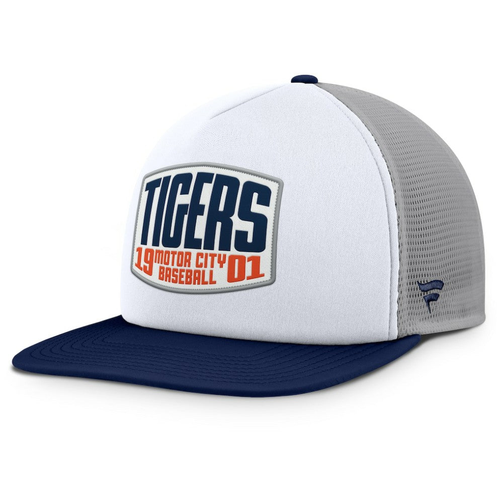 Detroit Tigers Cranked Foam Front Patch Trucker Adjustable Hat - Gray/White