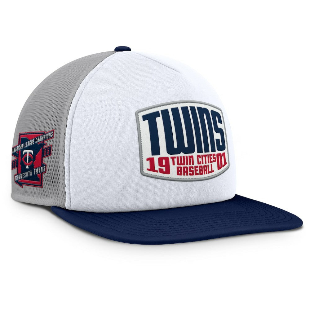 Minnesota Twins Cranked Foam Front Patch Trucker Adjustable Hat - Gray/White