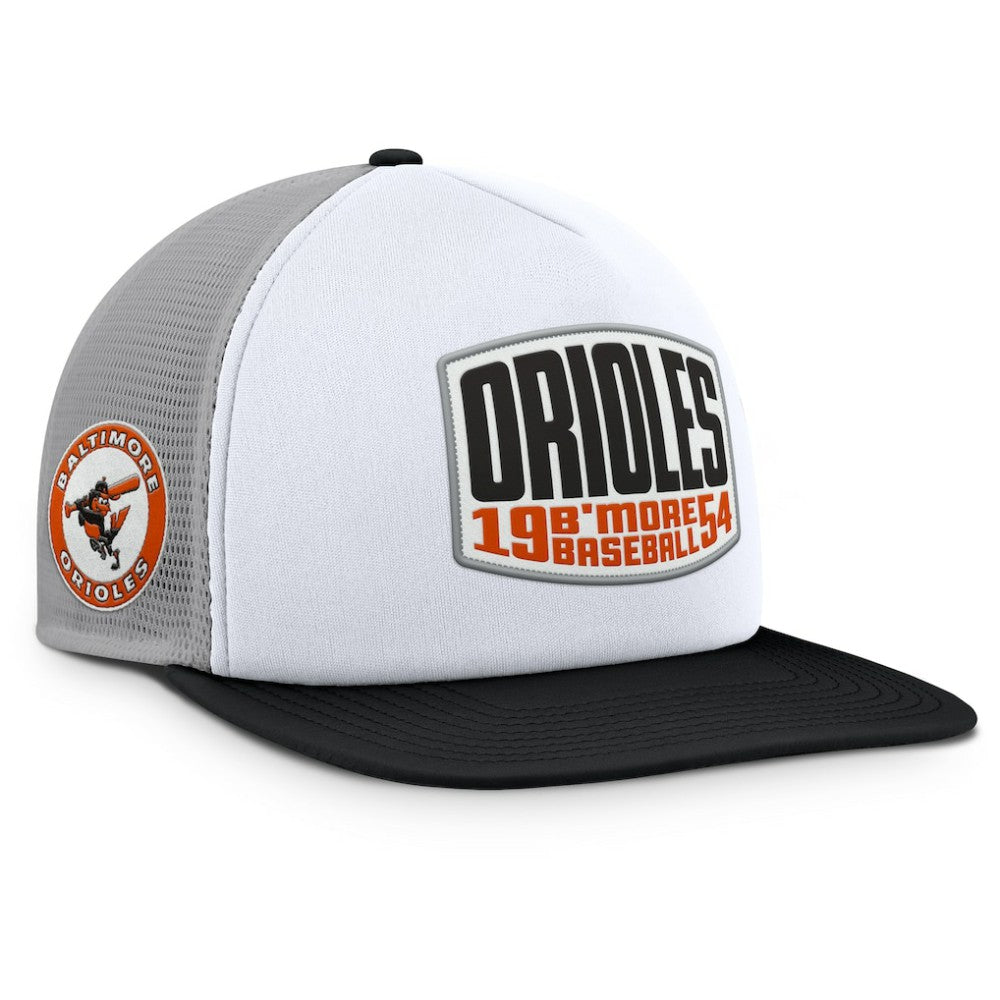 Baltimore Orioles Cranked Foam Front Patch Trucker Adjustable Hat - Gray/White