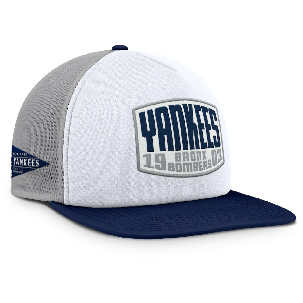 New York Yankees Cranked Foam Front Patch Trucker Adjustable Hat - Gray/White
