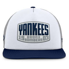 New York Yankees Cranked Foam Front Patch Trucker Adjustable Hat - Gray/White