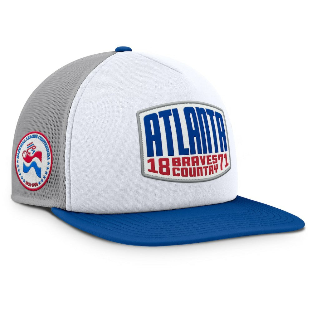 Atlanta Braves Cranked Foam Front Patch Trucker Adjustable Hat - Gray/White