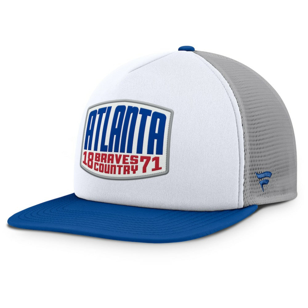 Atlanta Braves Cranked Foam Front Patch Trucker Adjustable Hat - Gray/White
