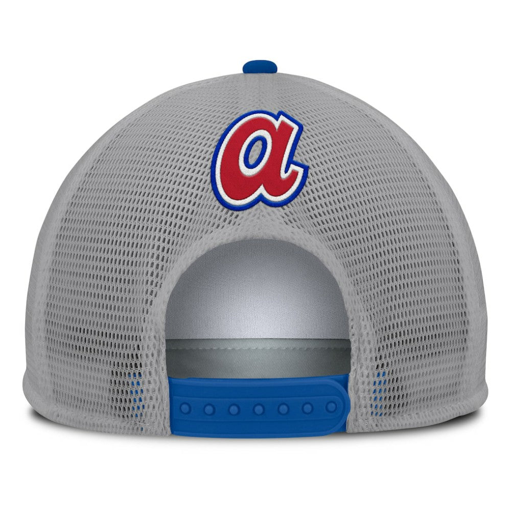 Atlanta Braves Cranked Foam Front Patch Trucker Adjustable Hat - Gray/White